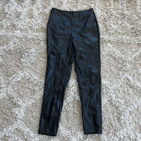 Leather Look Split Hem Super Skinny Trouser // Boohoo - Picture 3 of 7